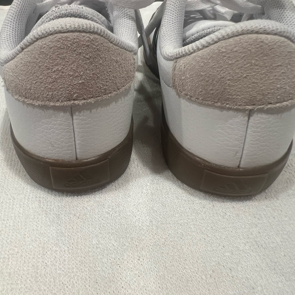 12 toddler Adidas Kids White and Black Sneakers with Tan Accents - Picture 9 of 10